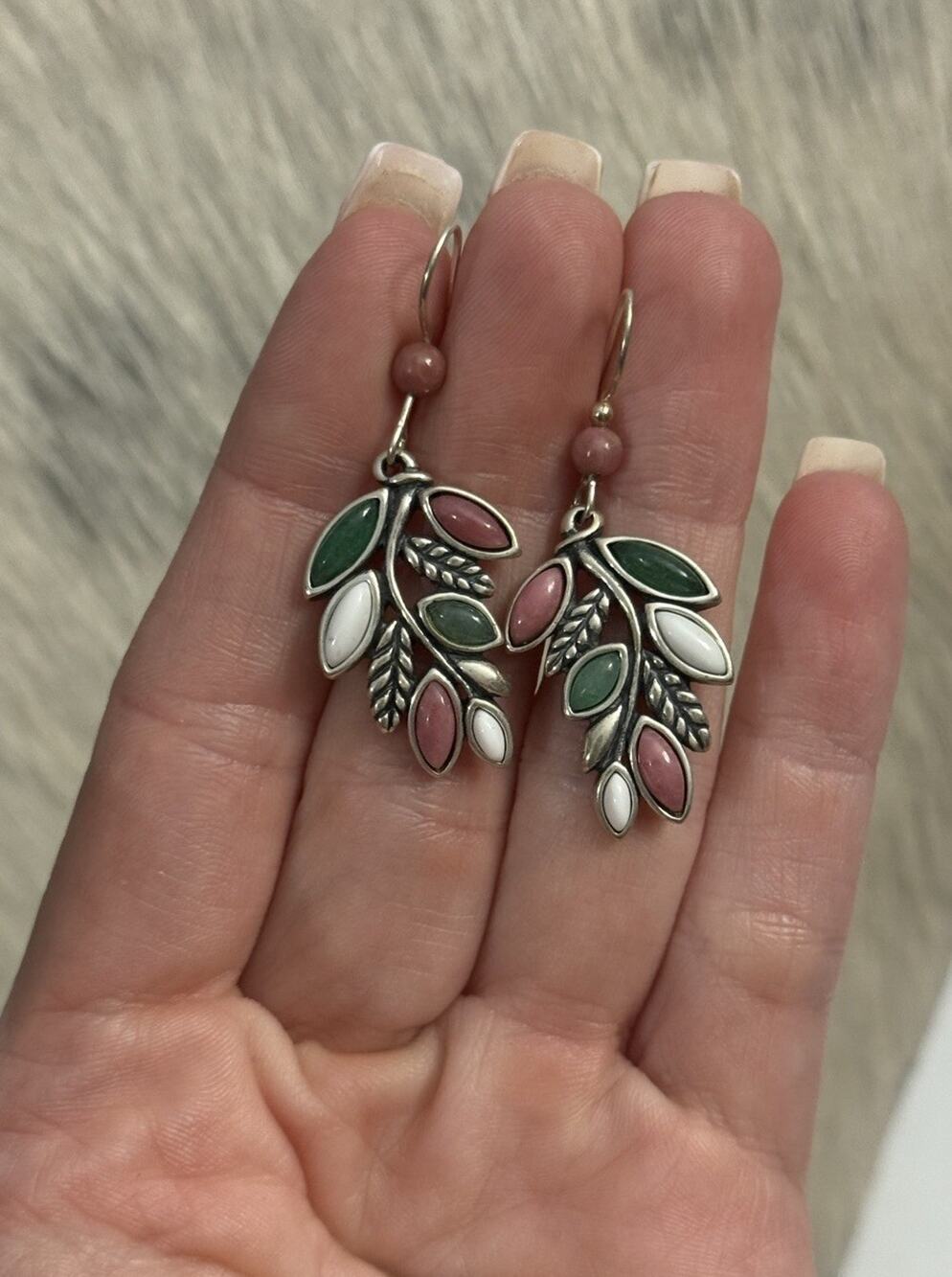 Carolyn Pollack Relios Sterling Silver Rhodochrosite Malachite MOP Earrings